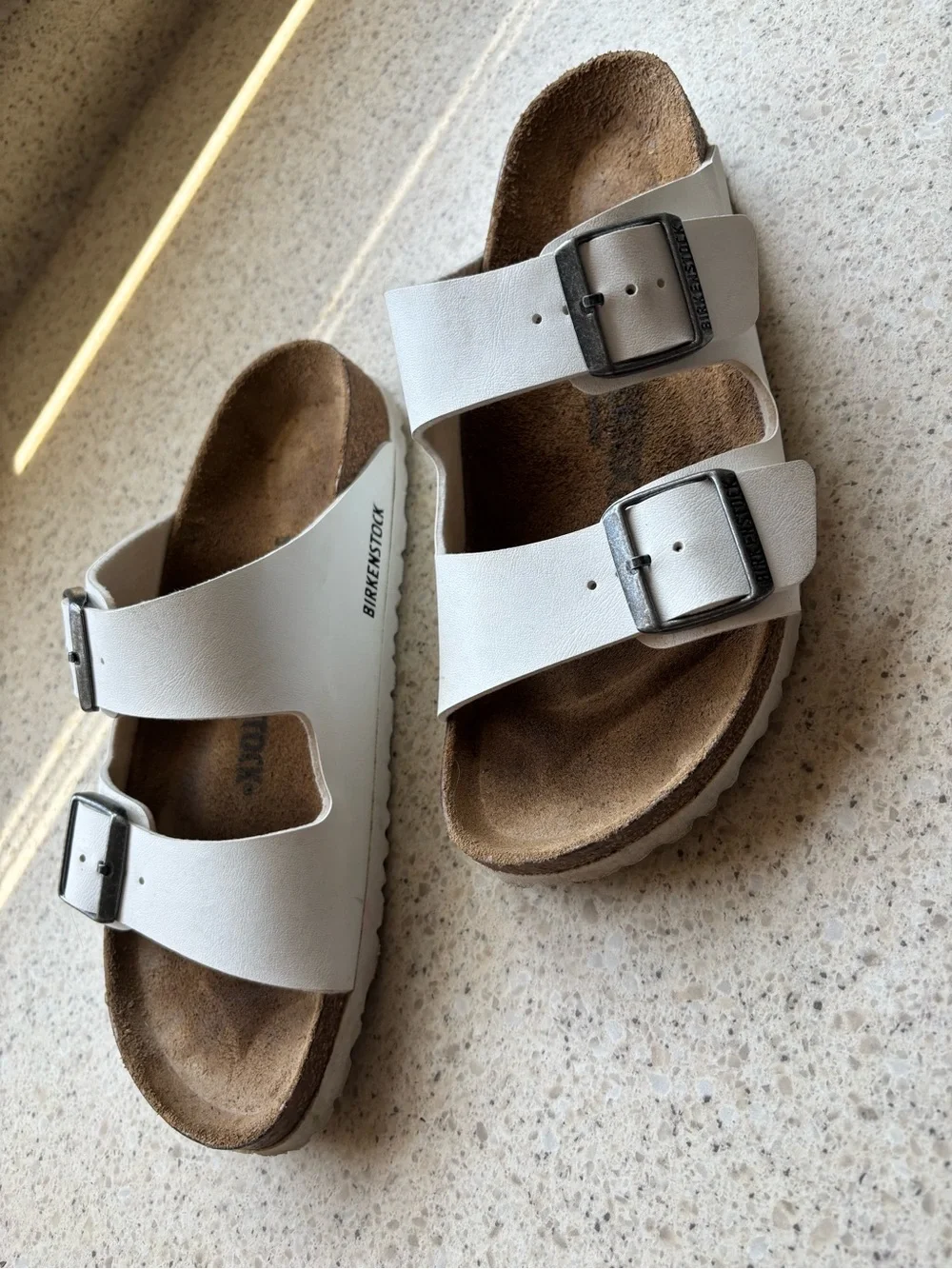 Birkenstock White Double-Buckle Slide Women’s Sandals - Size 8